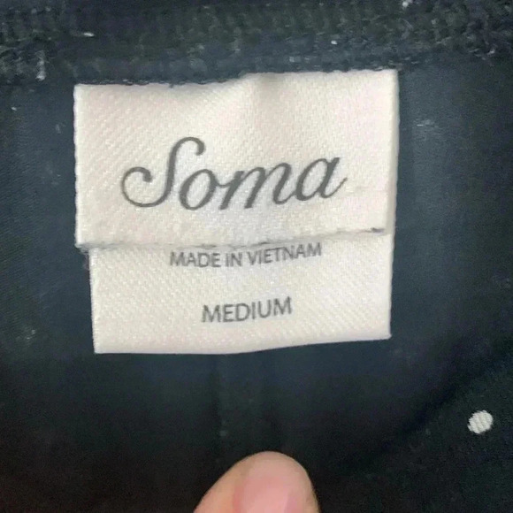 Soma cool nights, lounge, pants, black with small white polkadots size medium - Picture 3 of 7